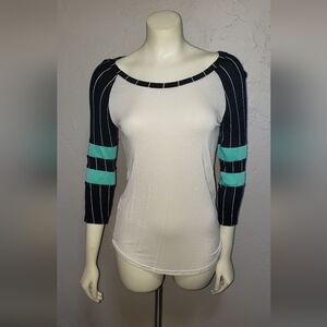 Striped Sleeve White Dress